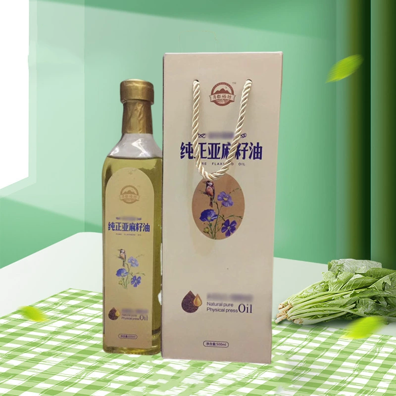 Оптовая Продажа с фабрики 500 мл ежемесячно льняное масло для приготовления пищи стеклянная бутылка Baoma компания Подарочная коробка кулинарный аромат