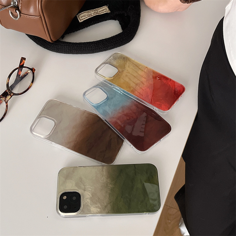 Patrón de papel de aluminio degradado simple para iPhone16/15ProMax funda para teléfono móvil pareja 13 Apple 14Pro