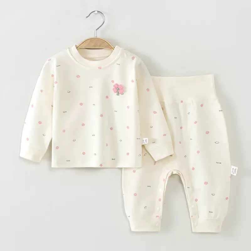 宝宝保暖内衣套装秋衣秋裤纯棉婴幼儿高腰护肚服儿童分体打底春秋
