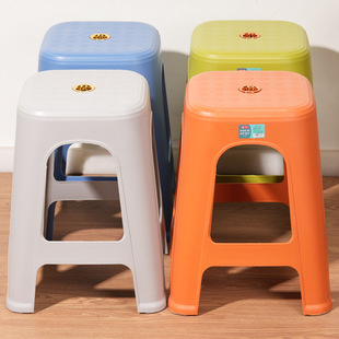 Plastic Stool for Home Use, Adult High Stool, Stackable Dining Chair, Simple Square Stool, Non-Slip, Thickened Step Stool, Can Be Printed