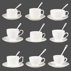 小容量純白コーヒーカップセットホテル民宿家庭用アフタヌーンティーシンプルコーヒーカップlogo