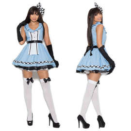 万圣节外贸爱丽丝梦游仙境成人款性感女仆装蓝色女佣cosplay演出
