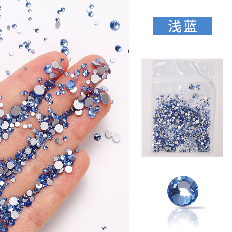 Joyería de uñas diamante plano transparente AB diamante DIY decorativo uñas rhinestone tamaño mezclado cristal diamante color 1440