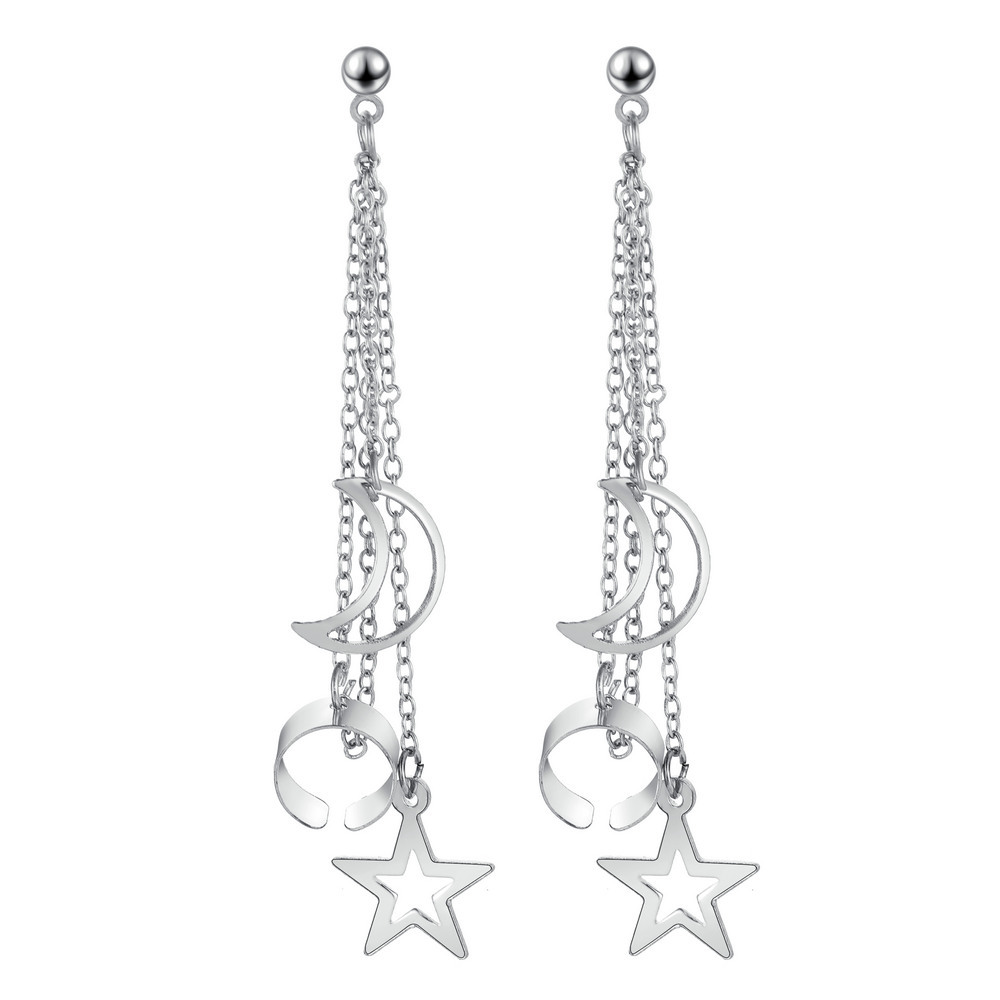 Retro Alloy Five-pointed Star Moon Non-pierced Ear Clips Wholesale Jewelry Nihaojewelry display picture 10