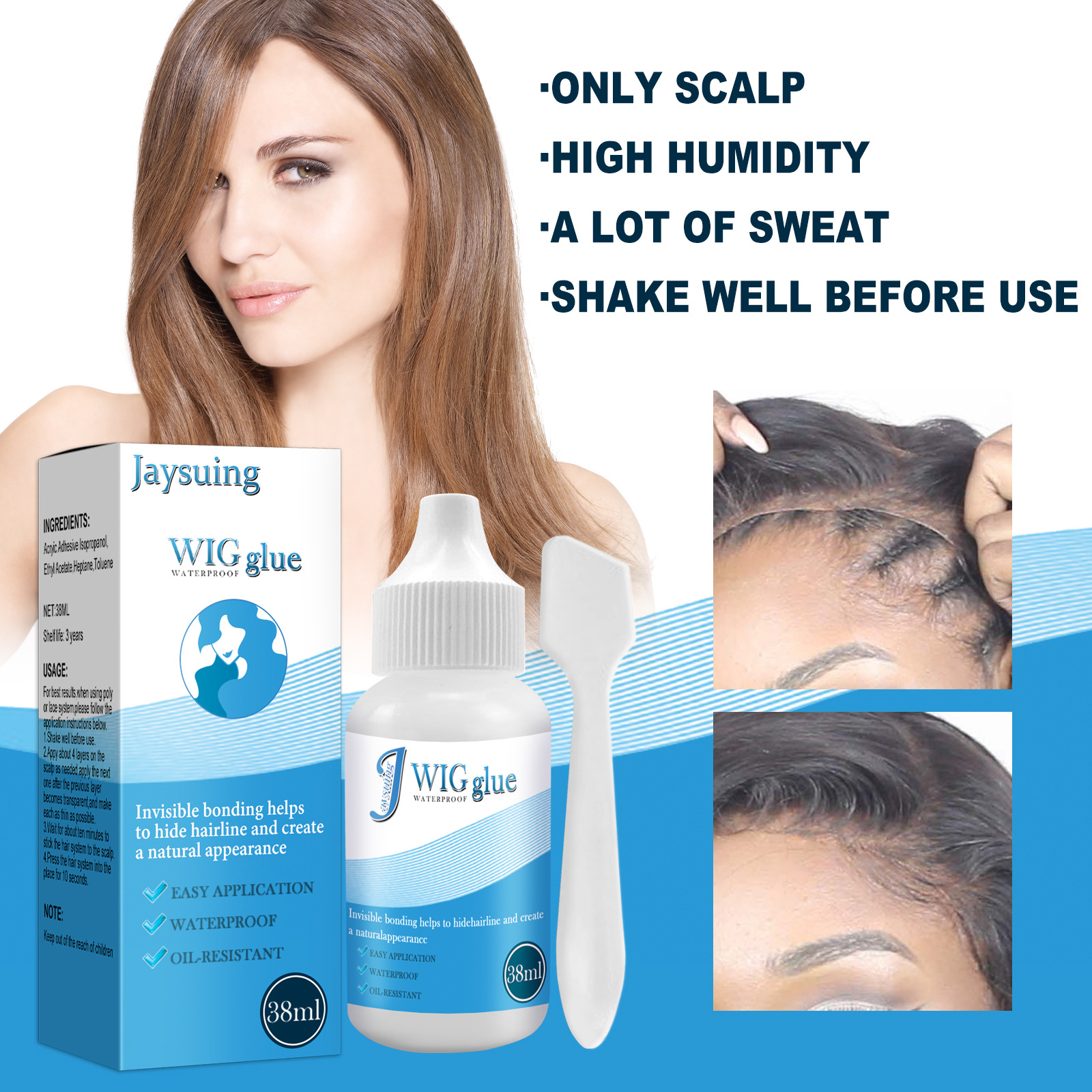 Buy quality Jaysuing Seamless Wig Glue Hair Curtain Glue Hair Block