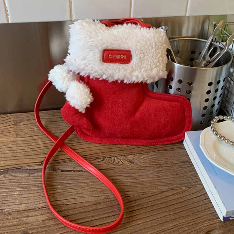 Christmas Suede Boot-Shaped Cross-Border Bag 2026 Autumn and Winter New Niche Design Single Shoulder Crossbody Phone Bag