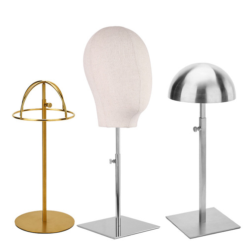 Fashion store mannequin props stand window wigs hats display rack unisex head mold stainless steel hat display stand