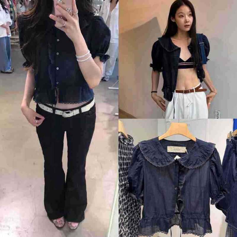 Now Available: Korean Designer Viapl*In Doll Collar Drawstring Shirt, Korean-Style Women's Lace Trim Patchwork Top Now Available: Korean Designer Viapl*In Doll Collar Drawstring Shirt, Korean-Style Women's Lace Trim Patchwork Top