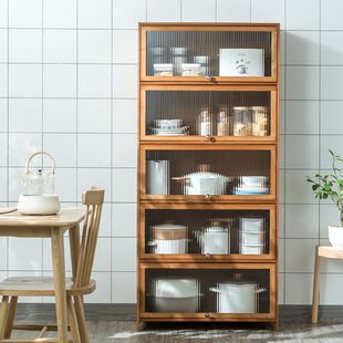 Sideboard Storage Cabinet Kitchen Rack New Floor-Standing Storage Cabinet Cabinet Living Room Flip-Top Integrated Cabinet S^