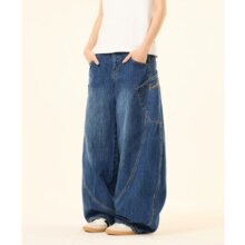 跨境日系简约流行牛仔裤时尚潮流慵懒宽松休闲拖地阔地长裤批发