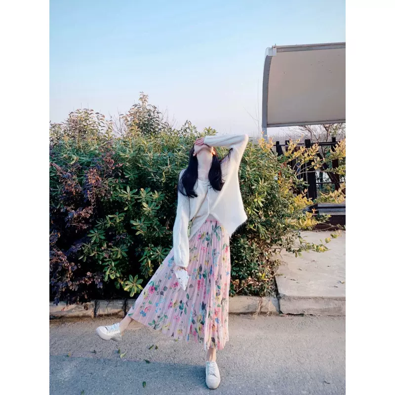 小个子韩剧穿搭2024秋季新款高级感绝美超好看针织毛衣两件套装裙