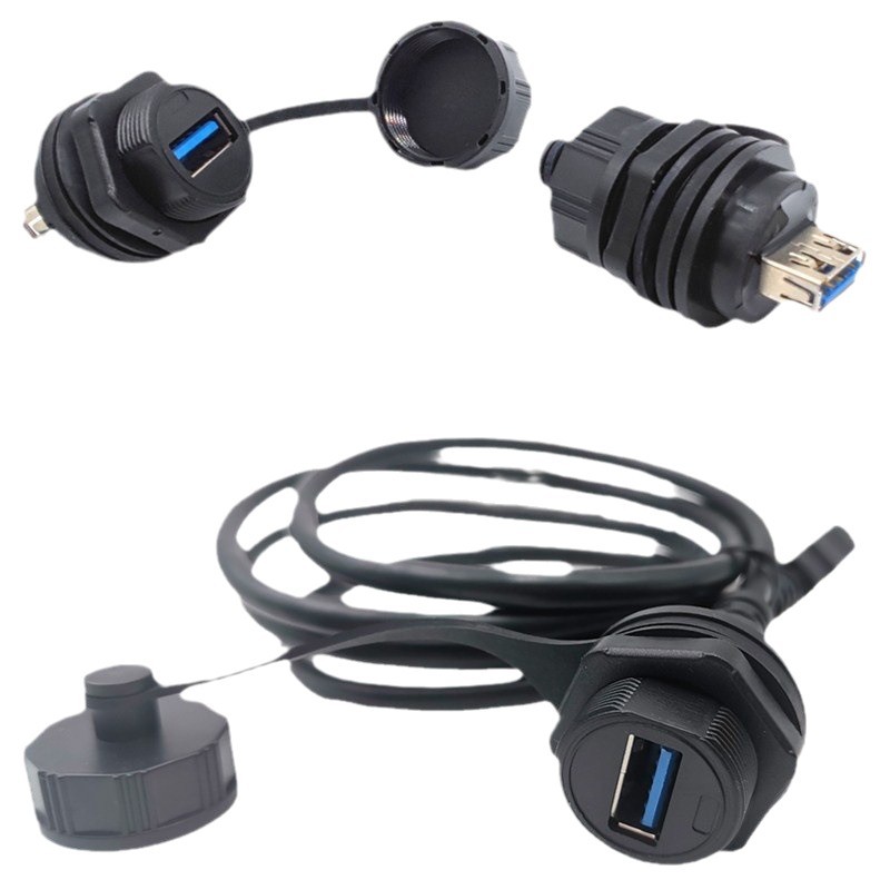 20˫ĸUSB���̶�����IP67�����ź��߹�ͷĸ��������������Դ