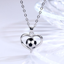 欧美跨境世界杯足球项链 新款时尚外贸白铜材质心形吊坠饰品批发