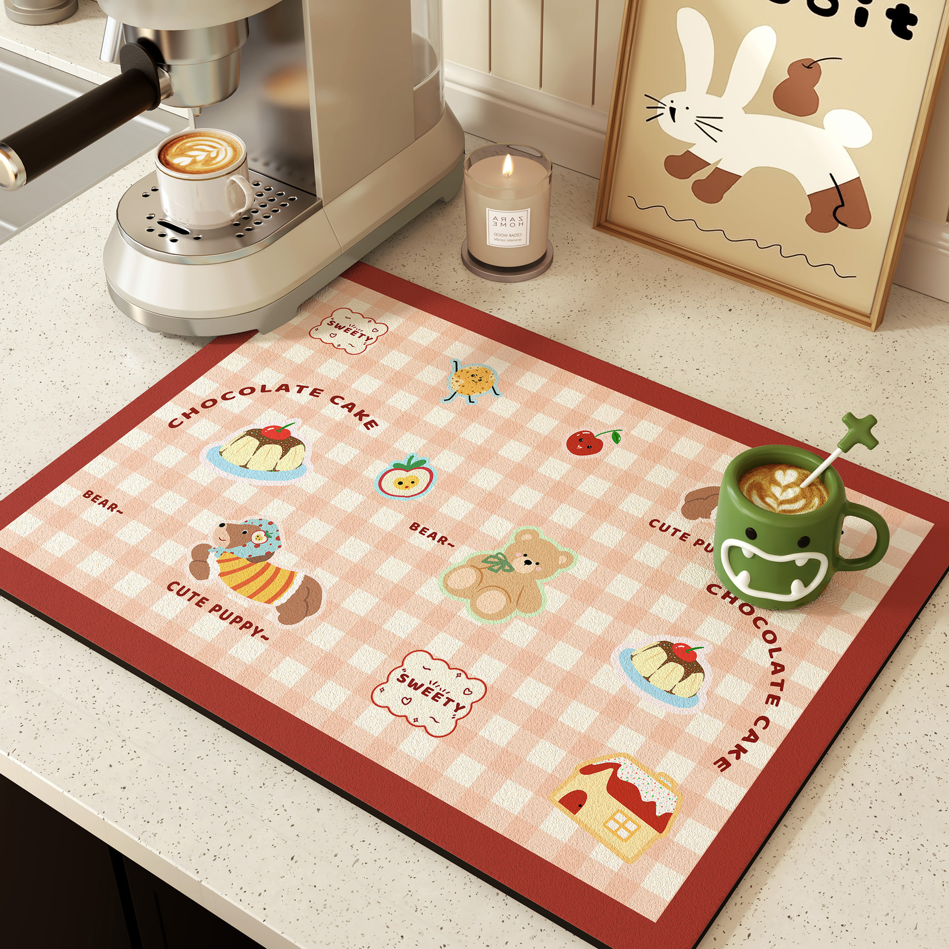 多巴胺沥水垫吸水吸油速干餐垫耐脏耐磨易打理家用厨房台面沥水垫