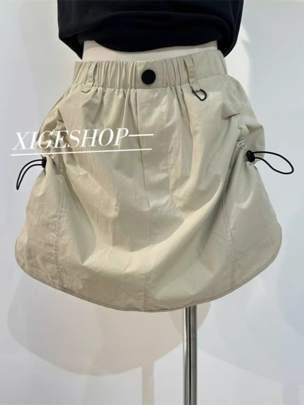 カーキ色速乾工装ショートスカート女性春夏新作ハイウエストa字アメリカンスポーツ登山バッグヒップスカート|undefined