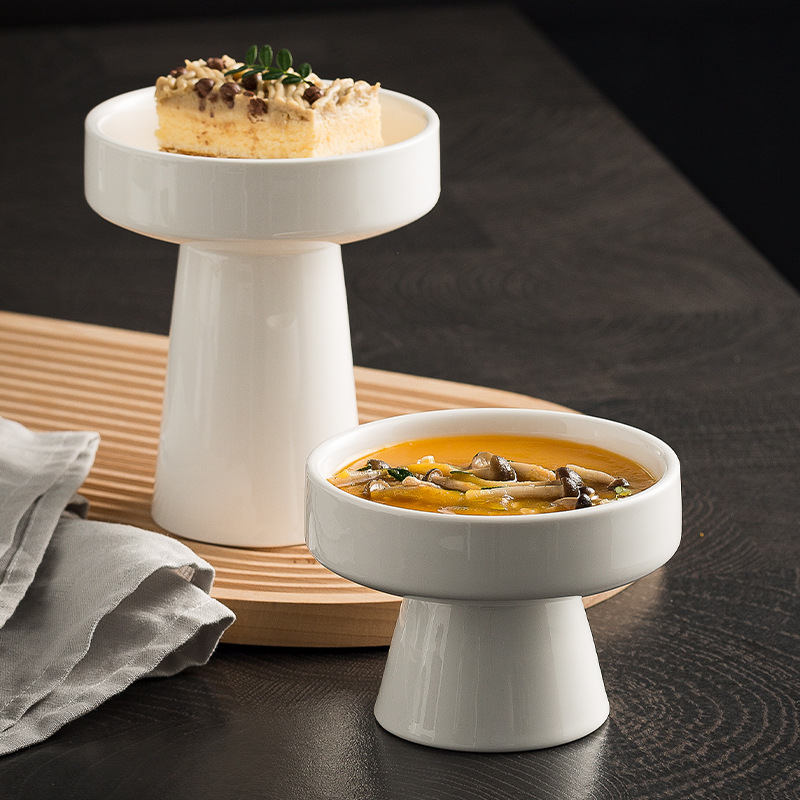 Pure white ceramic ice cream cup bowl high-foot bird's nest dessert bowl restaurant high-foot plate creative hotel refreshment cold dish Pure white ceramic ice cream cup bowl high-foot bird's nest dessert bowl restaurant high-foot plate creative hotel refreshment cold dish