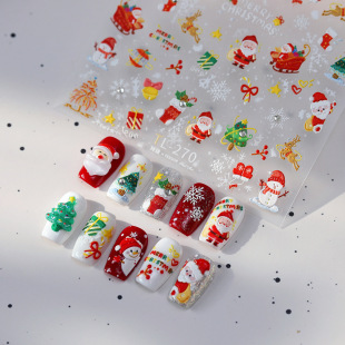 Iron New Technology Stereo 5D Nail Art Sticker Relief Adhesive Christmas Nail Sticker Linglong Series TL-270 Point Drill
