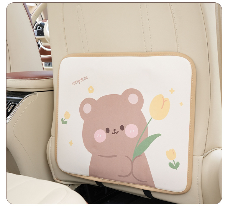 Cartoon cute car anti-kick pad leather printing car seat back anti-dirty protective pad car rear seat anti-kick pad