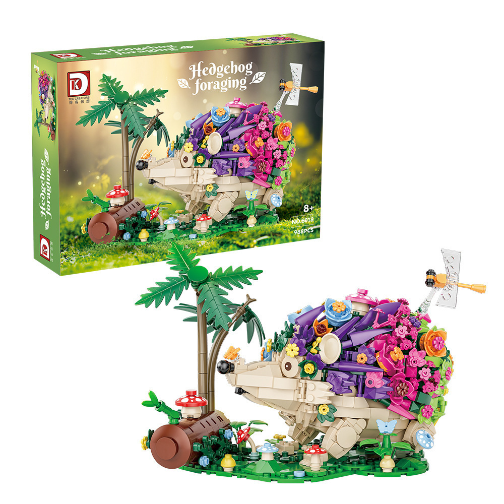 Deke 6018 Animal Flower Hedgehog Foraging Children's Educational Building Blocks Toy Birthday Gift Compatible with Lego