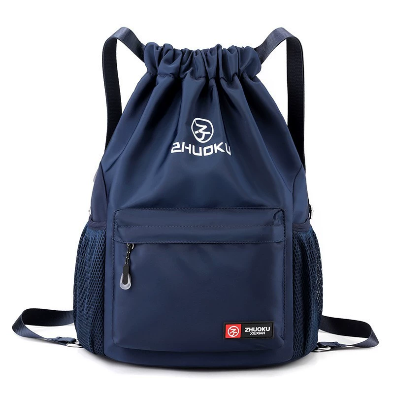 Capacious backpack, waterproof universal sports bag for men and women, oxford cloth, drawstring, worn on the shoulder