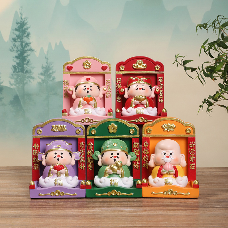 National Trend Five Blessings Niche Altar Creative Office Desk Decompression Decorative Ornaments Chinoiserie God of Wealth Gods Worship Gifts