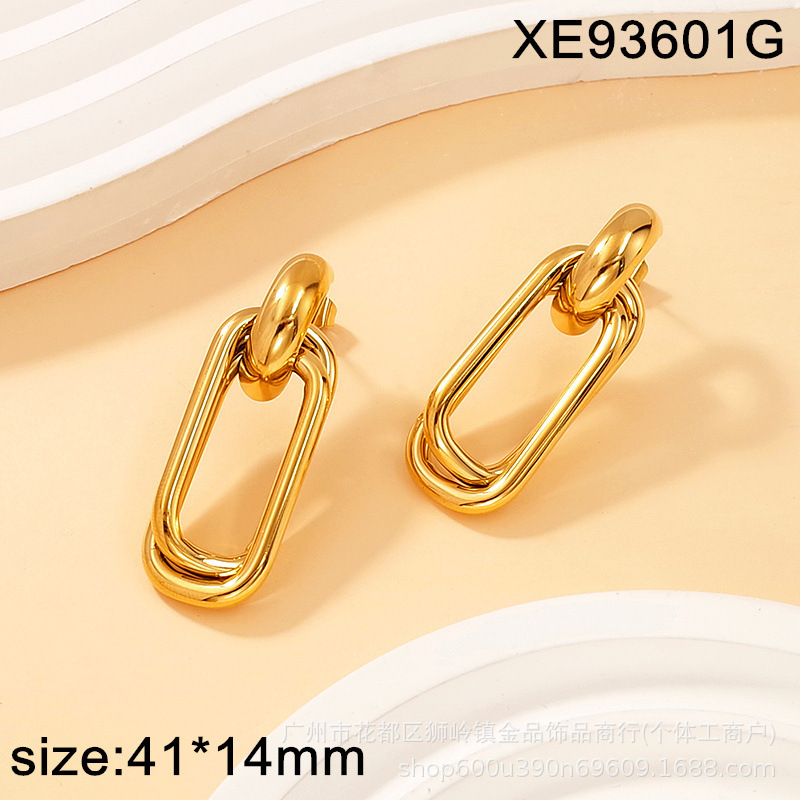 ファッションシンプルなステンレス鋼卸売ジュエリー防錆 PVD ​ ​ 18K ゴールド メッキ ユニークなレディース ダングル イヤリング|undefined