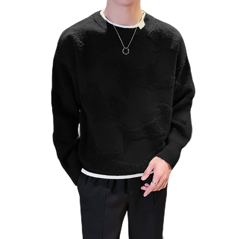 Explosiones transfronterizas de tamaño grande falso de dos piezas de camisetas de punto suéter toallas de hombre bordadas tridimensionales de otoño y invierno fábrica de chaqueta al por mayor