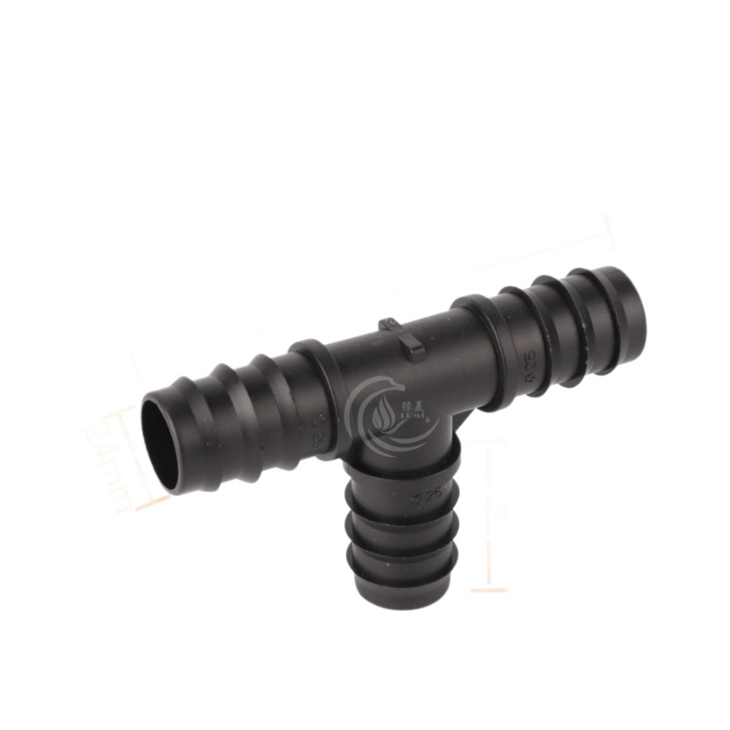 25 PE tubo púbido tee tubo PE conector de tubería simple tee micro-spray goteo accesorios de conector de tubería image 6