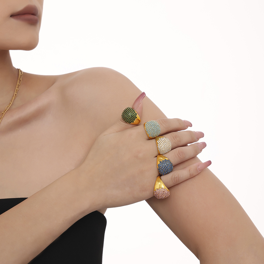 stone inlay stainless steel with zircon natural stone handmade