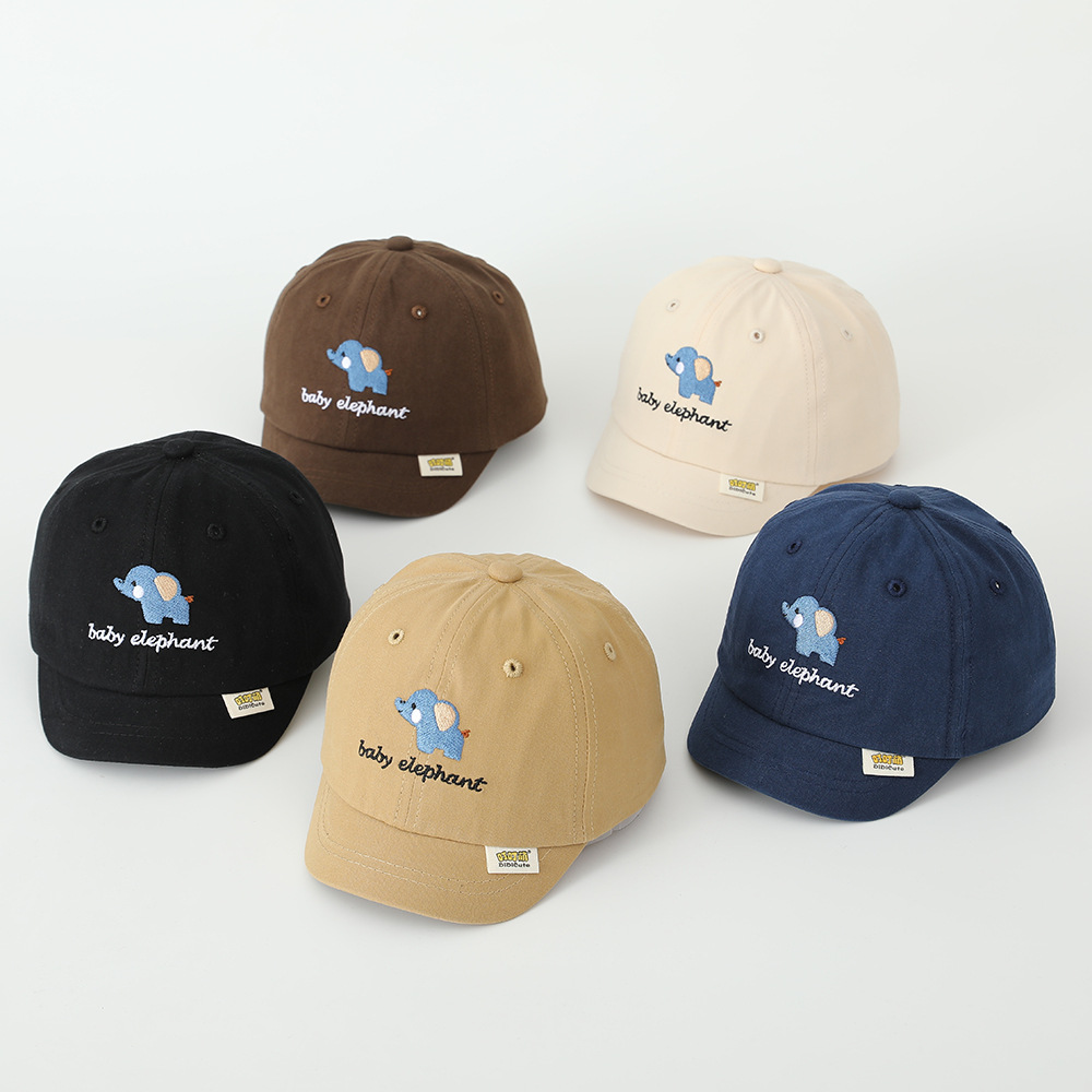 Sombreros de primavera para bebés pequeños elefantes bordados delgados sombreros de goma suave para bebés sombreros de béisbol de protección solar para niños y niñas