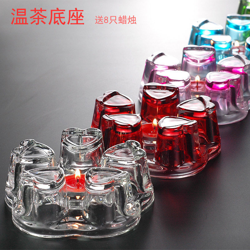 heart-shaped Warm tea base tea utensils Warm tea tea set parts crystal Glass base candle parts