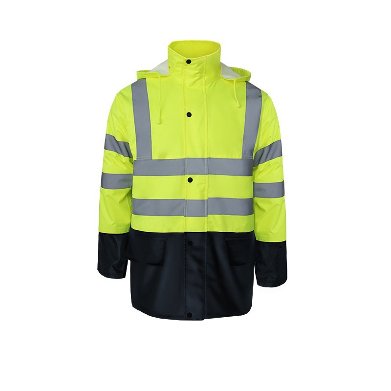 300D impermeable de tela Oxford más ropa de invierno de algodón reflectante impermeable de servicio de alta velocidad impermeable de rescate de control de inundaciones juego de impermeable dividido