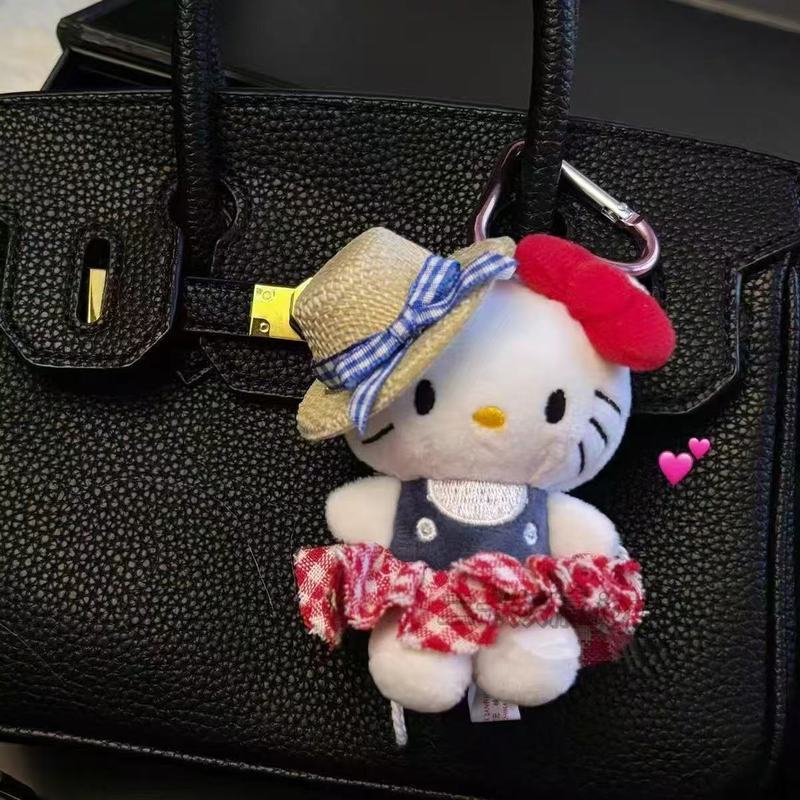 草帽ktkitty挂件背包可爱毛绒公仔钥匙扣挂饰包包玩偶礼物|undefined