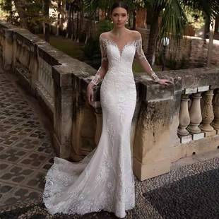 Deep V Fishtail Wedding Dress, Sexy and Slimming, 2025 Summer New Style, Backless Soft Gauze, Fashionable and Figure-Flattering