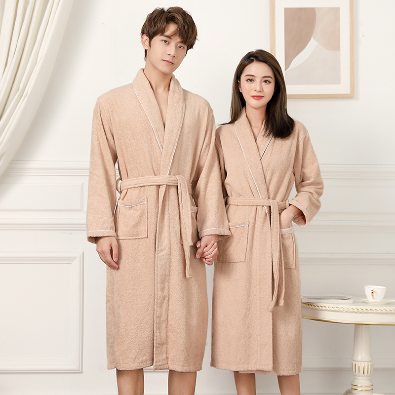 Towel Material Bathrobe for Men and Women, Hotel Home Absorbent Bathrobe, Couple Pajamas, Cotton Hot Spring Steaming Suit, One Piece Drop Shipping Towel Material Bathrobe for Men and Women, Hotel Home Absorbent Bathrobe, Couple Pajamas, Cotton Hot Spring Steaming Suit, One Piece Drop Shipping