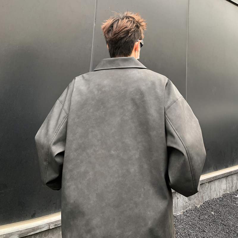 American Street Style Leather For Men Spring New Cleanfit Melard Workwear Coat Trendy Brand Flight Jacket_voghion.com