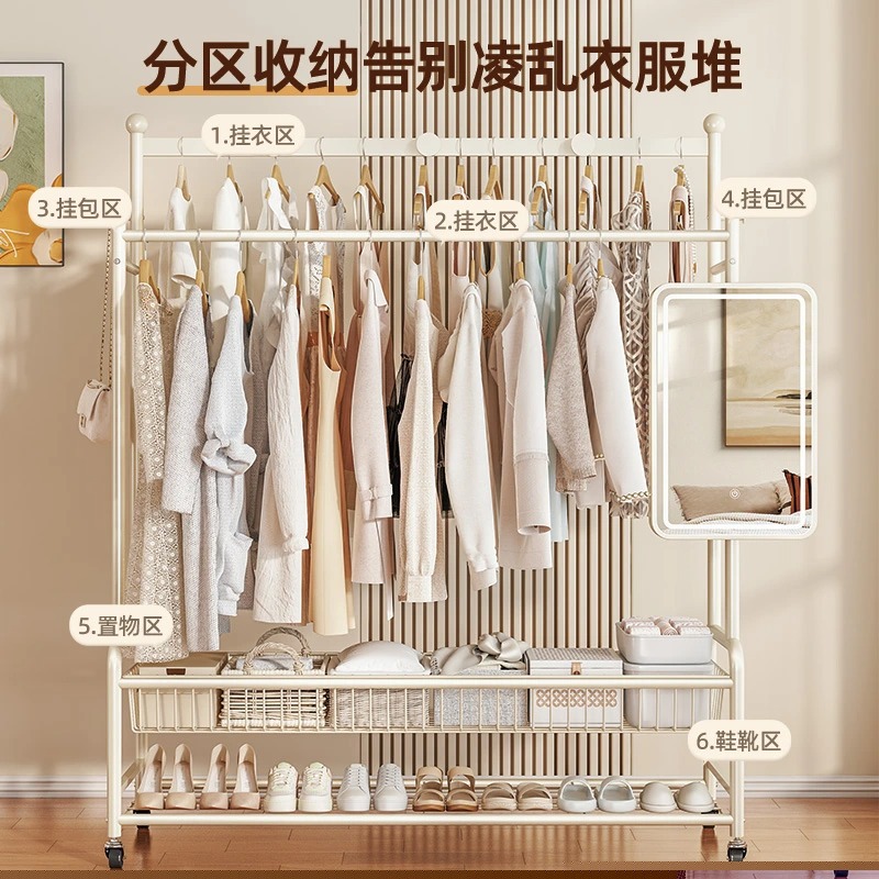 Percha de ropa moderna y simple para el hogar piso móvil de almacenamiento de hierro forjado balcón percha de ropa percha de sombrero