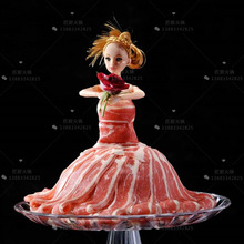 火锅店创意个性涮羊肉餐具芭比公主肥牛肉卷美女娃娃特色刺身盘子
