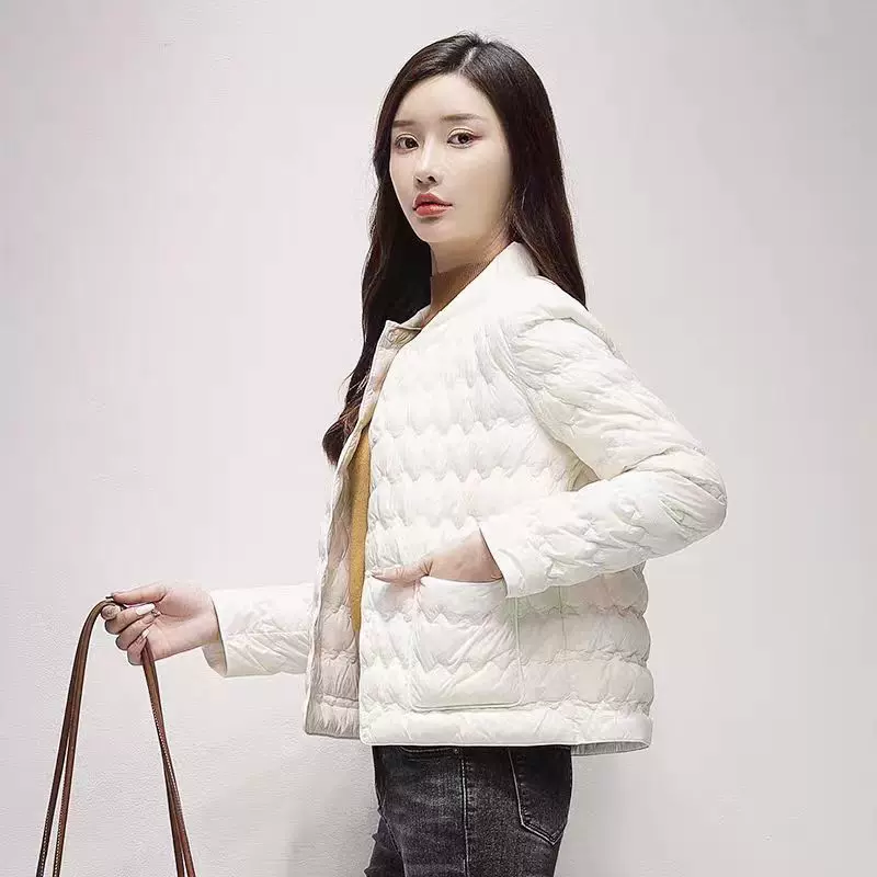 603短款棉服女冬新款长袖小个子轻薄羽绒棉衣菱格小棉袄显瘦夹棉
