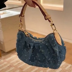 驴家包包高版本新款丹宁牛仔豌豆腋下手提包潮女包百搭月牙包多功
