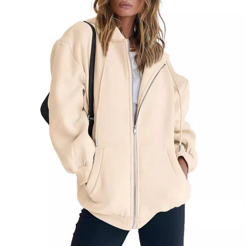 Cross-Border Women's Hoodies for Teenage Girls Autumn Oversized Sweatshirts Casual Drawstring Zipper Sweatshirts in Stock Cross-Border Women's Hoodies for Teenage Girls Autumn Oversized Sweatshirts Casual Drawstring Zipper Sweatshirts in Stock