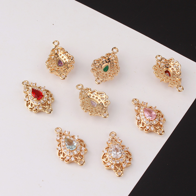 1 Piece Simple Style Water Droplets Copper Inlay Connector Jewelry Accessories display picture 3