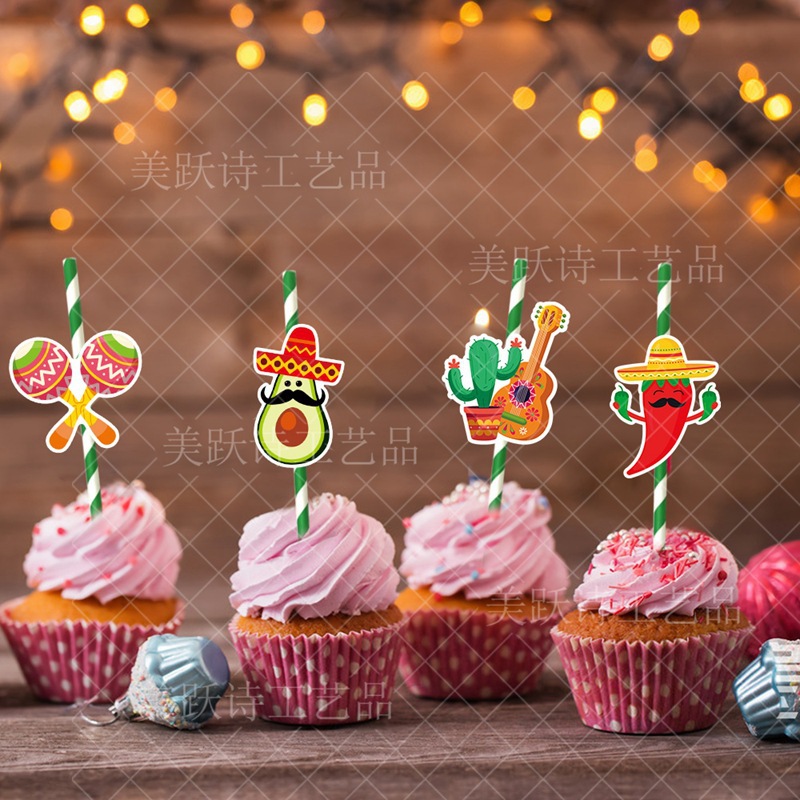 Tarjeta de inserción de paja de decoración de fiesta de Carnaval mexicano transfronterizo 5 de mayo Festival atmósfera decoración paja plug-in