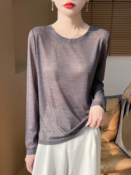 summer knitted sweater with a round collar