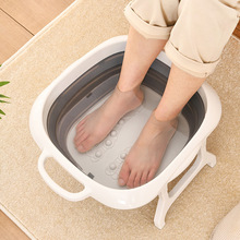 日本折叠泡脚桶塑料洗脚盆伸缩旅行便携式家用足浴盆按摩洗脚神器