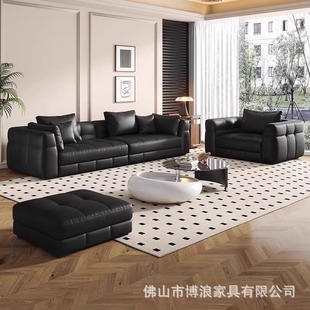 Italian Minimalist Braser Leather Sofa Modern Light Luxury Large and Small Apartment Living Room Top Layer Cowhide Sofa New Style