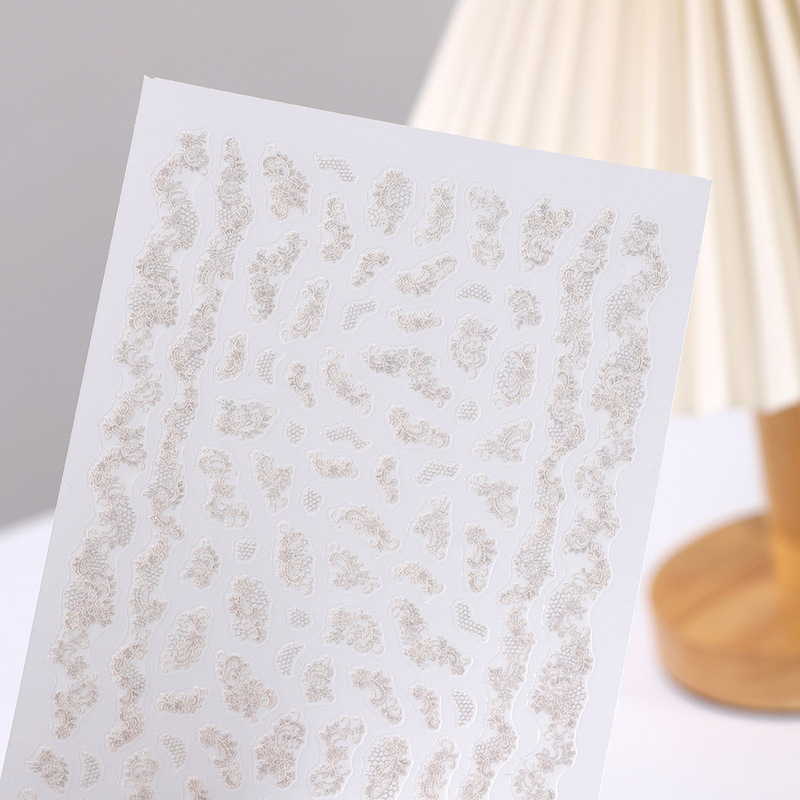 Rose manicure Japanese stickers super nice lace stickers painted white edge rose Series nail jewelry