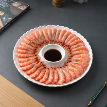 白色盘子菜盘家用虾盘带醋碟碗感餐具创意凉菜盘商用餐盘圆形