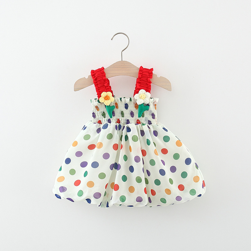 Cute Round Dots Cotton Girls Dresses display picture 2