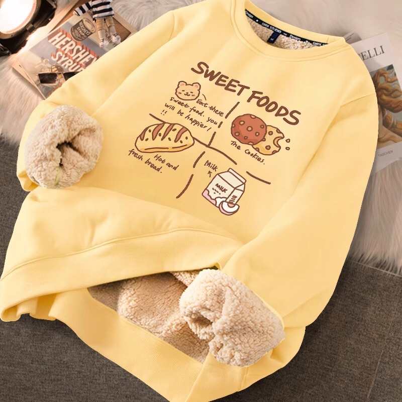 Fleece-Lined Sweatshirt for Women, Winter 2026 New Model, Spring and Winter Thickened Round-Neck Winter Top, Ultra-Thick Lamb Fleece Without Hood Fleece-Lined Sweatshirt for Women, Winter 2026 New Model, Spring and Winter Thickened Round-Neck Winter Top, Ultra-Thick Lamb Fleece Without Hood